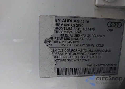 2020 Audi Q7 Premium Plus 55 Tfsi Quattro Tiptronic from USA, damaged, VIN WA1LXAF77LD002273